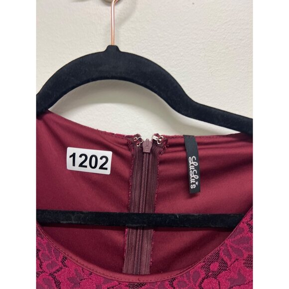 Lulus Burgundy Lace Long Sleeve Mini Dress With Sweetheart Neckline - Picture 3 of 4